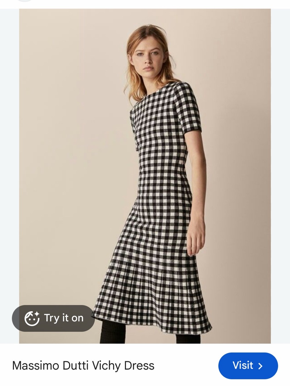 Massimo Dutti Black & White knit Midi Dress